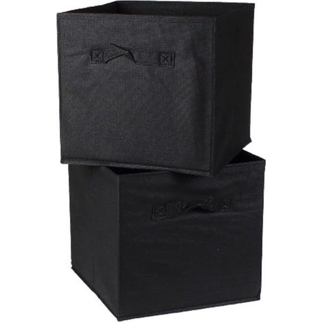 Cube de rangement intissé 28x28cm - Lot de 2 - Noir - 28 cm X 28 cm X 28 cm - CALICOSY (1/3)