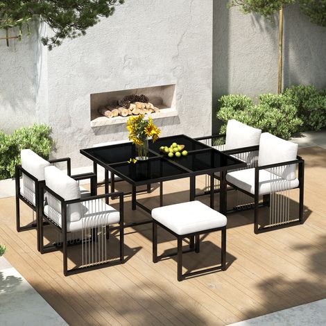 tavolo pranzo 117x117 per 6 con sedute outdoor HAVRYA (1/5)