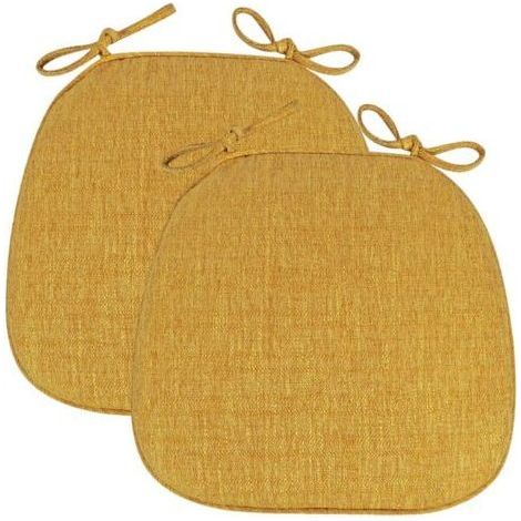 Lot de 2 (43x41x35cm) Coussin/Galette de Chaise ,avec Rubans,Forme de Trapèze Assise,Lavable déhoussable Antidérapant Coussin de Siège for Cuisine, Salle Manger, Jardin, Bureau (1/5)