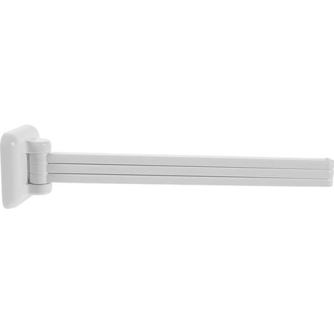 Porte-serviettes mural 3 bras pivotants, organiseur blanc pour bain et cuisine