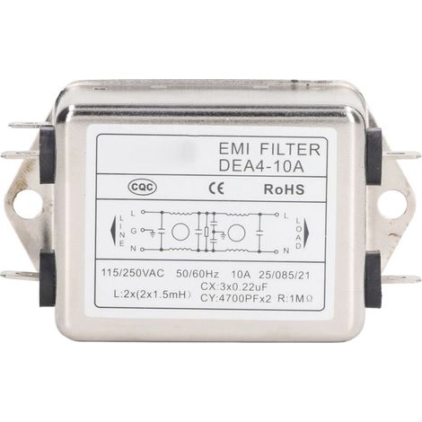 Filtre De Ligne Électrique Suppresseur De Bruit Filtre d'Alimentation Emi Suppresseur De Bruit Purificateur Audio Ac Monophasé Ac115v/250v 50/60hz 10a Type De Puce (1/4)