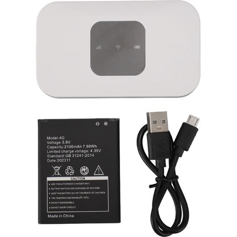 Routeur WiFi, Routeur WiFi Mobile 4G LTE avec Emplacement pour Carte SIM, Dispositif de Point D'accès WiFi Mobile 150 Mbps pour Les Voyages, jusqu'à 10 Utilisateurs, Batterie (1/5)