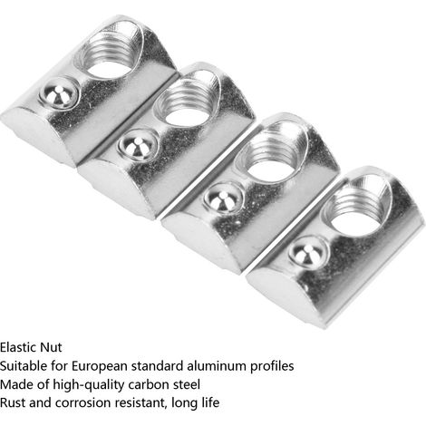 50 écrous élastiques à rainure en T pour profilés en aluminium, conformes à la norme européenne (M8) (1/4)