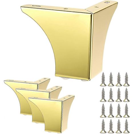 Ensemble de rechange de 4 pieds de canapé, d'armoire et de meubles en métal de 10 cm pieds de canapé, d'armoire et de table solides (dorés). (1/5)