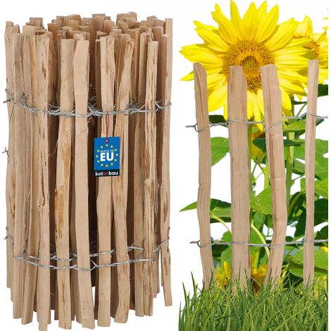 KOTARBAU® Ganivelle, Clôture Bois 0,6 x 5m, Bordure Bois Jardin, Noisetier, Clôture Bois Exterieur, Ganivelle Chataignier, Espacement Piquets 3-4 cm, Bordure Jardin Exterieur Bois, Naturel (1/5)