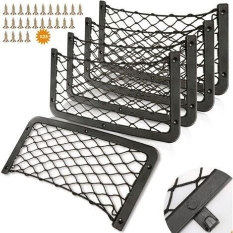 Red de almacenamiento para autocaravana, 5 piezas – Dimensiones 36 x 18 cm – Fijación con tornillos – Capacidad de carga reforzada (1/5)