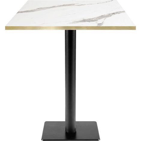 Mange-debout 70 x 70 cm - modèle MilanT marbre blanc chants laiton