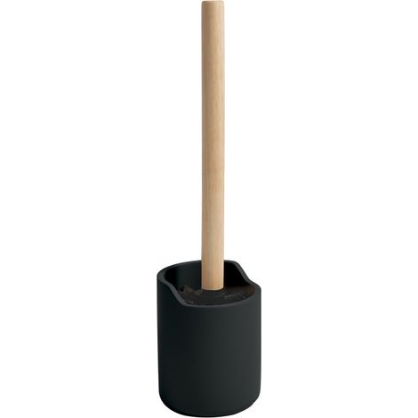 Brosse wc avec support Polyrésine & bois SYBELLA noir Spirella (1/4)
