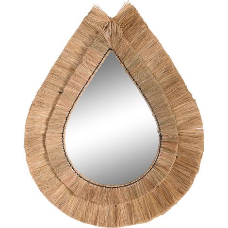 Jute Mirror 62x5x80 natürliches Tränen Jute Material mehrfarbig Farbfamilienspiegel Details (1/4)
