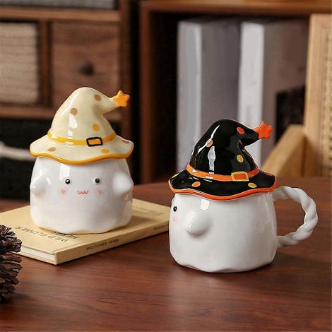 Neuartige Halloween-Teetasse aus Keramik, gelb für Halloween