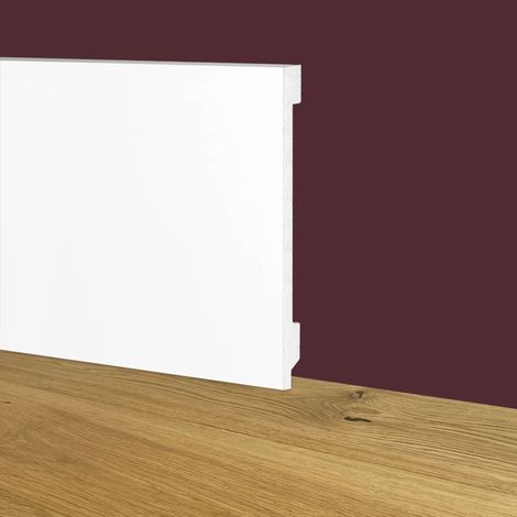 Battiscopa Zoccolino BIANCO Squadrato passacavo 120x15mm in POLIMERI - Polistrutturato (prezzo al metro)
