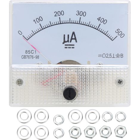 Analog-Voltmeter, 85C1 DC 0-500UA ABS Zeigerampere-Meter, Panel-Stromzähler mit hoher Präzision