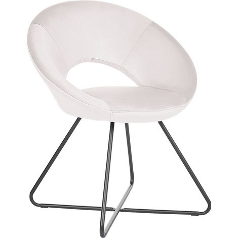 Sedia imbottita in velluto senza braccioli con base a croce Beige Rachel (1/5)