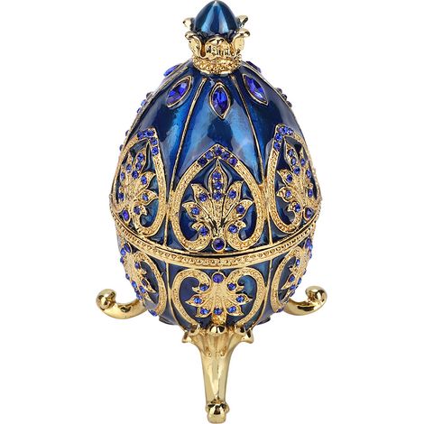 Boîte à bijoux décorative en métal, ornée d'un œuf de Pâques scintillant en diamant artificiel de style européen. (1/5)