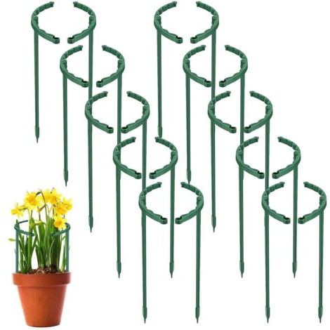 Supports pour plantes d'intérieur, lot de 20, supports ronds et réutilisables, adaptés aux rosiers, pivoines, lys et plantes grimpantes. (1/5)