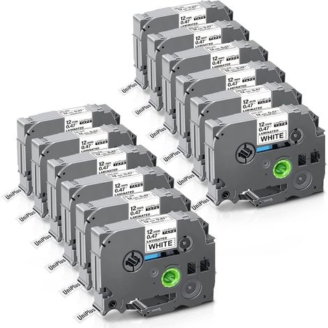 [French Days]12x Compatible Tze 0.47 Ruban laminé pour Brother Tze-231 TZ231 Tze-231s Ruban d'étiquetage pour Brother Label Maker E100 P300BT H107B H100R H105, Noir sur blanc (1/5)
