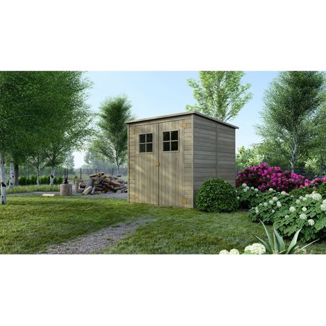 Abri de jardin en bois 3,42 m2 - 1,90x1,80 m - traité - Couleur: vert (1/5)