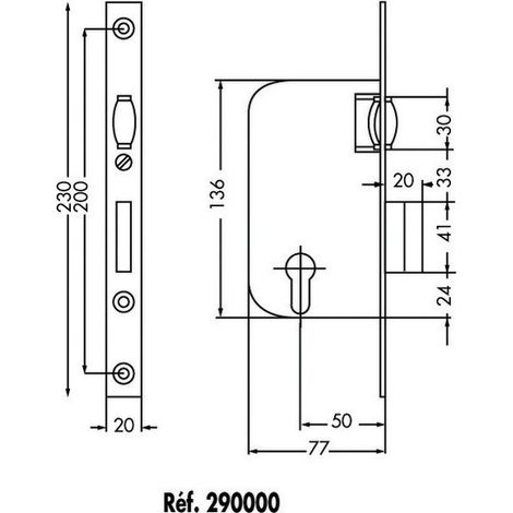 Serrure monopoint à larder MULTIBAT à rouleau nickelé axe 50mm bout rond – JPM 290000 06 0B (1/2)