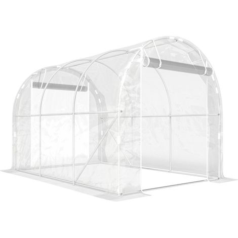 CHICFURN Invernadero túnel 295x195x195 cm, acero galvanizado, PE transparente, 2 puertas (1/5)
