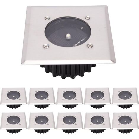 LED-Solar-Bodenlampe, 10 Stück, Außenleuchte, Straßenlaterne, Erdleuchte, wasserdicht IP65 (kaltweiß) [Energieklasse A+]