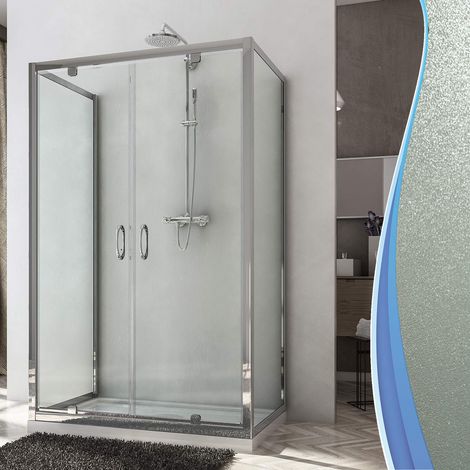 Box Doccia 3 Lati 90x90x90 cm 2 Ante Battenti in Cristallo Opaco 6mm H185 Fosterberg Koge Trio (1/5)