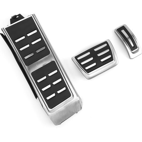 Set aus 3 Edelstahlpedalen für Audi A4 B8/S4/RS4 Automatikgetriebe, Linkslenker, Baujahre 2008–2015, bestehend aus Fußstütze, Gas- und Bremspedal, Edelstahl-Ersatz (1/5)