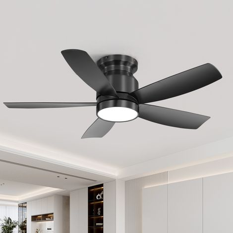 Deckenventilator mit LED 106 cm mit LED-Beleuchtung 18W und Fernbedienung – Reversibler DC-Motor, 5 ABS-Flügel, energieeffizient - Schwarz