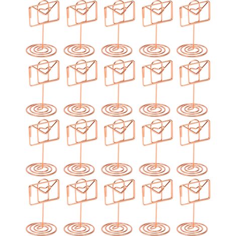 20 bezaubernde roségoldene Memo-Pins, kleine, umschlagförmige Tischnummernhalter, Foto- und Kartenhalter für Hochzeiten und Büros (1/5)