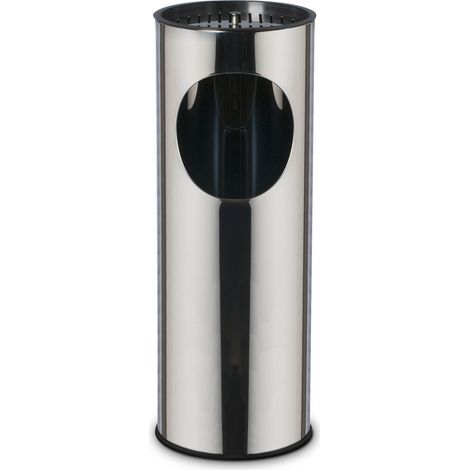 Pattumiera Gettacarte Ø24,3xh66,5 cm con Posacenere in Acciaio Inox (1/5)