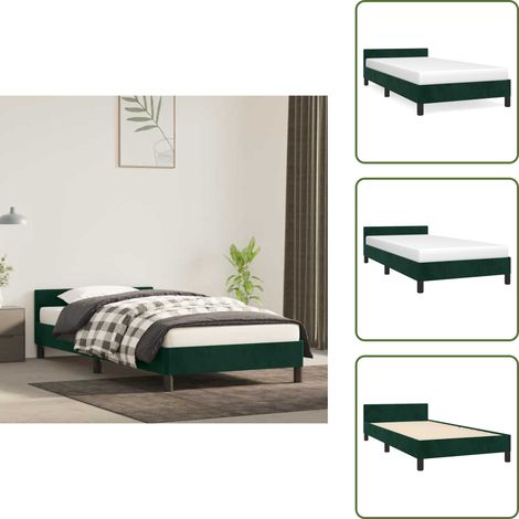 Cadre de lit sans matelas vert foncé 90x200 cm velours - Cadre De Lit - Lit Double - Lit Velours - Literie - Meuble Chambre (1/5)