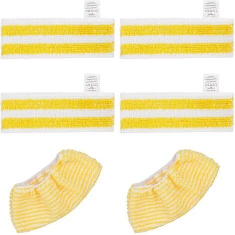 Lot 6 chiffons microfibre Easyfix - Compatible Karcher SC1 à SC5 - 4 lingettes + 2 bonnettes (1/5)