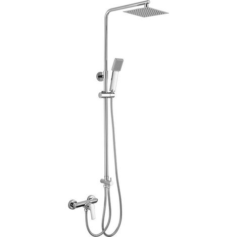 Kibath Columna Ducha sin grifería cuadrada de 79-125 cm acabado CROMO brillo fabricado en latón