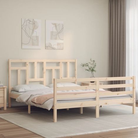 Bed Frame without Mattress 160x200 cm Solid Wood vidaXL (1/5)
