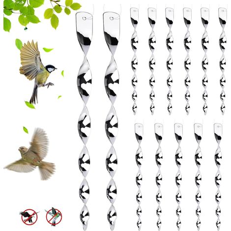 12 Pièces Répulsif Oiseaux, 30cm Repulsif Pigeon, 360 Degrés Spirale Réfléchissante, Répulsif Oiseaux Reflechissants Rotatif, Répulsif Oiseaux, pour Balcon, Arbres Fruitiers, Potager (1/5)