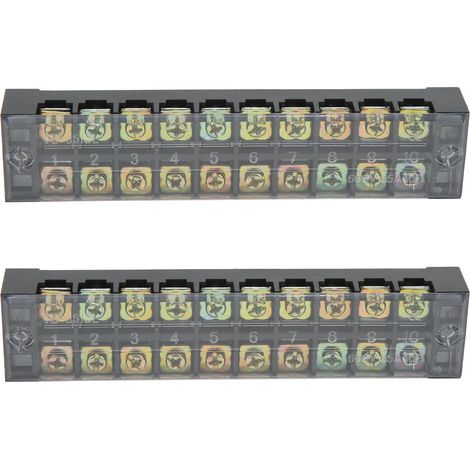 borniers TB fixes à double rangée pour courant élevé, avec couvercle transparent, 600 V, 35 A, 10 positions (3510) (1/5)