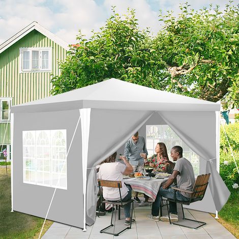 Jiubiaz 3 x 3m Pavillon Wasserdicht Gartenzelt, Pavillons & Partyzelte Festzelt mit 4 Seiten für für Camping / Garten / Hochzeit / Strand, weiß (1/5)
