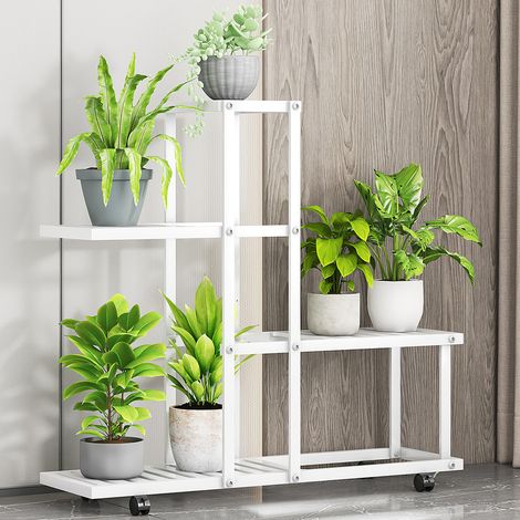 Support de plantes sur roulettes multi-niveaux – étagère de présentation pour fleurs – balcon et jardin (1/5)