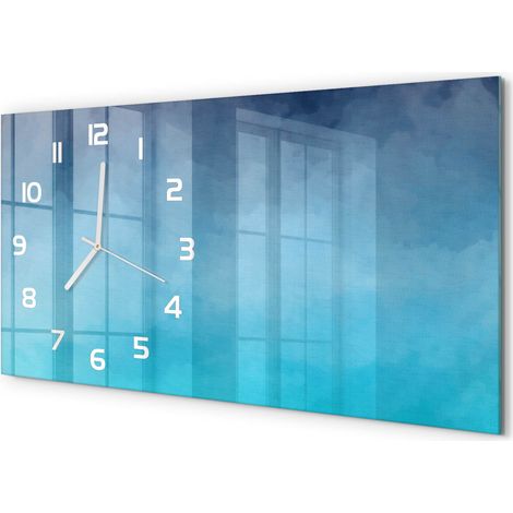 Horloge Murale Panoramique Artistique 60x30 cm Verre Trempé Design Original Fumée (1/5)