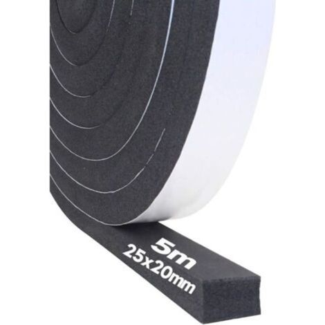 Selbstklebender Schaumstoffdichtungsstreifen 25 mm (B) x 20 mm (H), selbstklebender Schaumgummi für Türen und Fenster, witterungsbeständig, stoßfest, schalldämmend, Länge