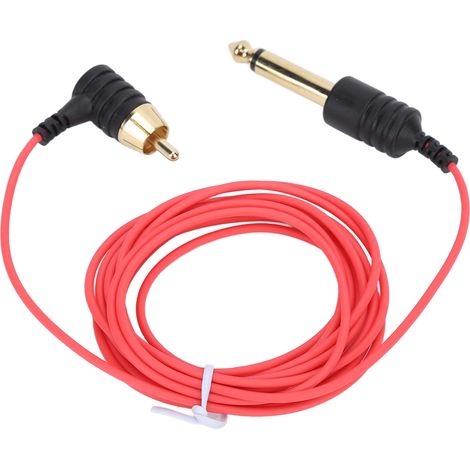 Câble de raccordement RCA 90° pour tatouage, 2m, haute température, flexible fin rouge (1/5)