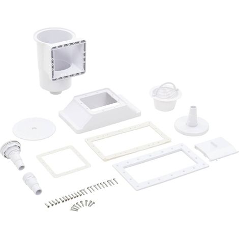 Écumoire de piscine à large ouverture pour piscine hors sol – ABS blanc résistant aux UV, 34,3 x 25 x 30,5 cm, avec panier, couvercle et accessoires de montage (1/5)