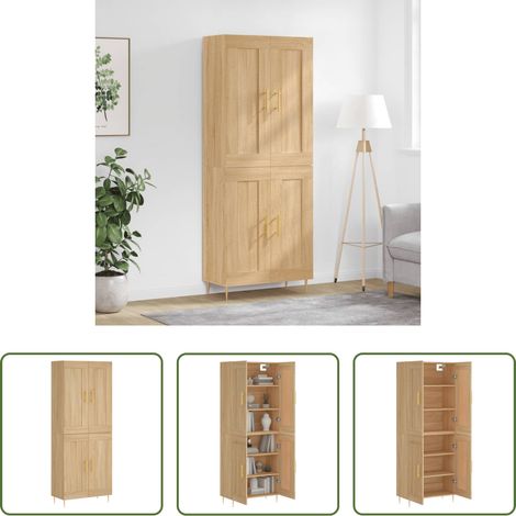 Holzschrank - Highboard Sonoma-Eiche 69,5x34x180 cm Holzwerkstoff (1/5)