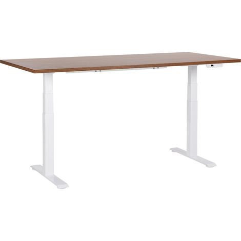 Schreibtisch elektrisch höhenverstellbar DESTINES Braun / Weiß 180 cm 80 cm