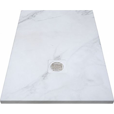 Receveur de Douche Extra-Plat 120x80x3cm O'DESIGN Alicante Solidstone Marbre Blanc - ALICANTE120x80MB (1/3)