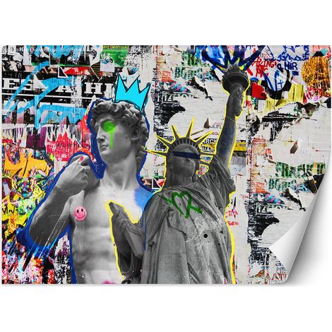 Fototapete Skulptur von David und Freiheitsstatue NYC 150x105 cm