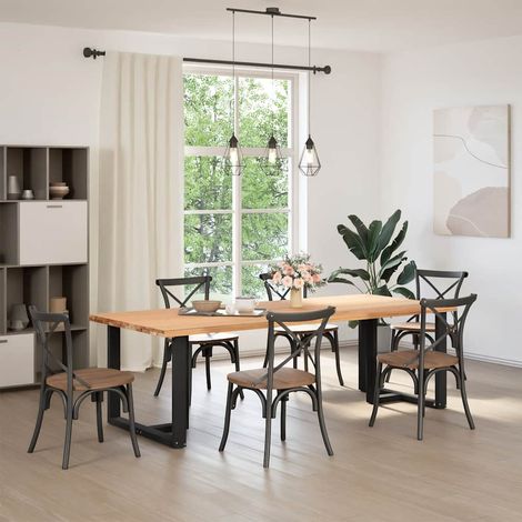 Maison Exclusive - Pieds de table à manger en T, 2 pièces, noir, 100 x 35 x (72-73) cm, acier