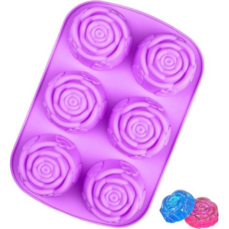 Molde de silicona para rosas,bandeja para cubitos de hielo,molde de silicona para jabón,diseño de 6 compartimentos,apto para lavavajillas (1/5)