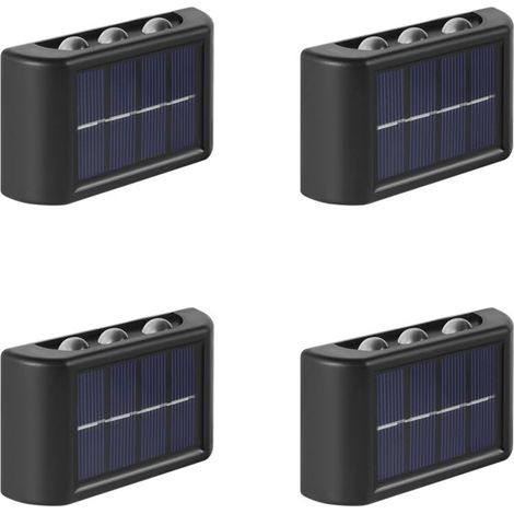 Lampe Murale Solaire - Étanche IP65 - Automatique Crépuscule/Aube - 8 à 10 H Autonomie Après 6 à 8 H Charge - Pour Jardin Terrasse Cour - Lot de 4 (1/5)