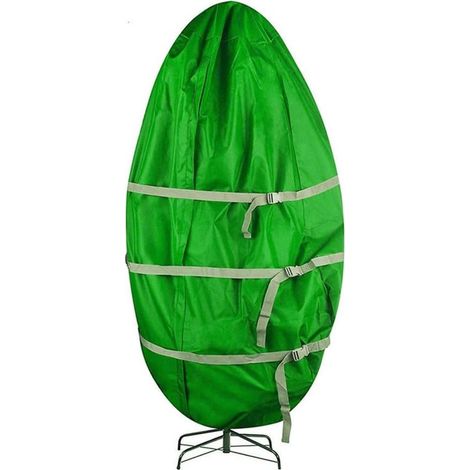 Sac de rangement vertical pour sapin de Noël artificiel, réglable, coupe-vent, anti-pluie et anti-poussière, cordon de serrage, (vert, 76 x 152 cm) (1/5)