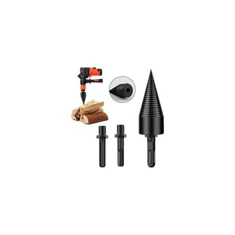 32mm Forage Bois de Chauffage, Fendeuse de Bûches, Fendeuse à Bois Cône de Vis, Foret Conique Foret À Bois avec 3 Poignées de Forage, Carré/Rond/Hexagonal H609